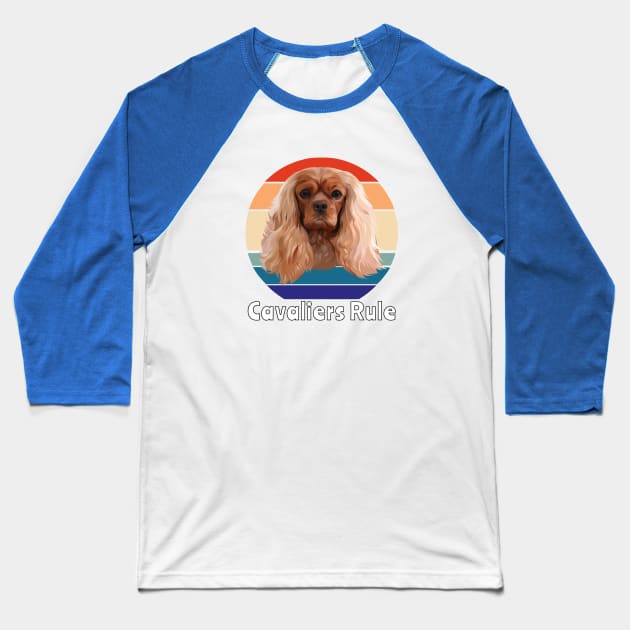 Retro Ruby Cavalier King Charles Spaniel Gifts Baseball T-Shirt by Cavalier Gifts